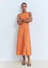 Mango Flared Midi-dress Salmon