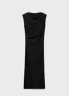 Mango Asymmetrical Knotted Dress In Black