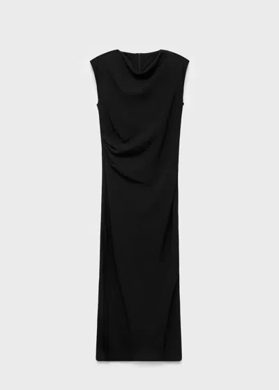 MANGO ROBE MIDI FRONCÉE NOIR - FEMME - M - MANGO