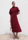 Mango Midi Dress With Bell Sleeves In Burgundy