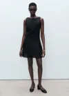 Mango Short Pleated Linen Blend Dress Black In Black
