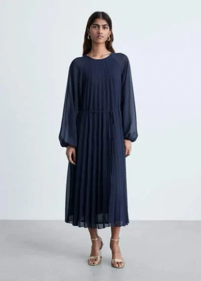 Mango Robe Bleu Marine - Femme - L -