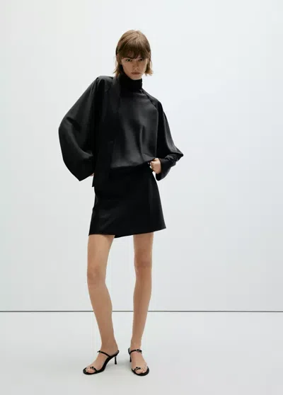 Mango Robe Satinée À Naud In Noir