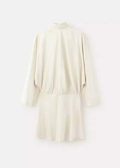 Mango Robe Satinée Col Montant In Sand