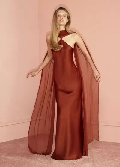 Mango Robe Satinée Emmanchures Américaines In Brown