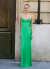 Mango Robe Satinée Encolure Corset Vert - Femme - Xs -