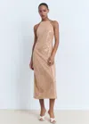 Mango Sequined Halter Neck Dress Nude In Neutral