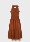 Mango Robe Texturée Combinée Dos Ouvert Marron Moyen - Femme - L -