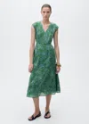 Mango Paisley Print Midi Dress In Green