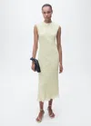 Mango Crinkle Midi Dress In Vert D´eau