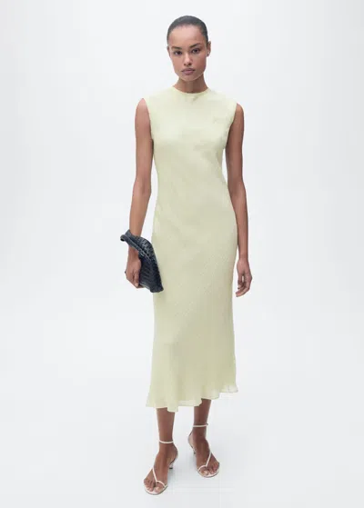Mango Crinkle Midi Dress In Vert D´eau