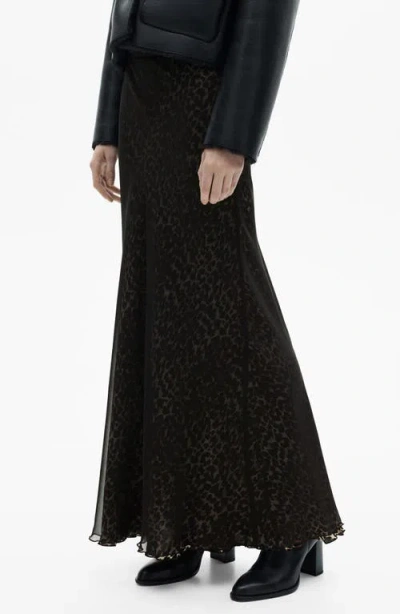 Mango Rocio Leopard Print Maxi Skirt In Black