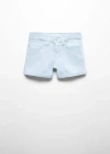 Mango Kids' Rolled-up Hem Denim Shorts Sky Blue