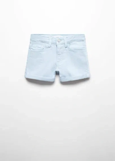 Mango Kids' Rolled-up Hem Denim Shorts Sky Blue