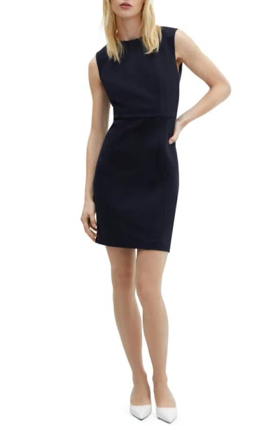 Mango Roma Knit Sheath Dress In Dark Navy