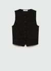Mango Suit Waistcoat With Buttons Black In Black