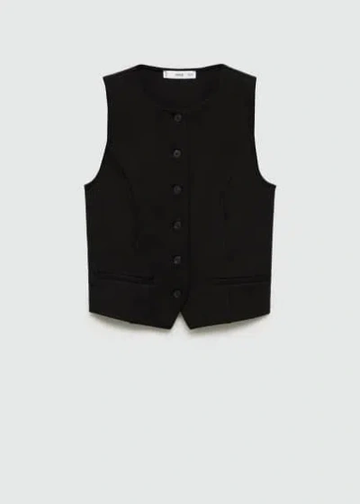 Mango Roma Knit Vest Black