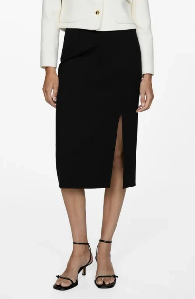 Mango Rome Knit Pencil Skirt In Black
