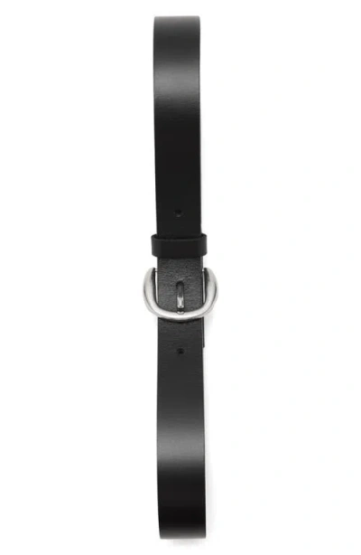 Mango Round Buckle Leather Belt In Black