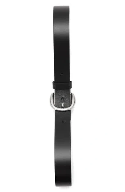 Mango Round Buckle Leather Belt In Black