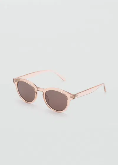 Mango Lunettes De Soleil Monture Ronde Rose Pastel - Femme - Taille Unique -