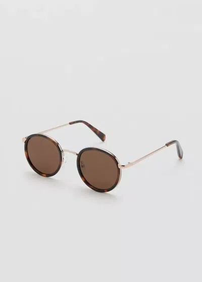 Mango Round Metal-frame Sunglasses In Brown