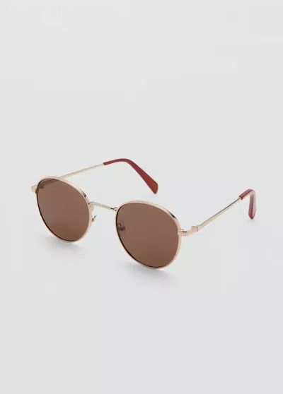 Mango Round Metal-frame Sunglasses In Gold