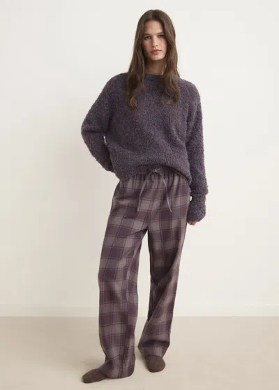 Mango Pull-over Tissu Bouclette Col Rond Rouge Foncé - Femme - L -  In Purple