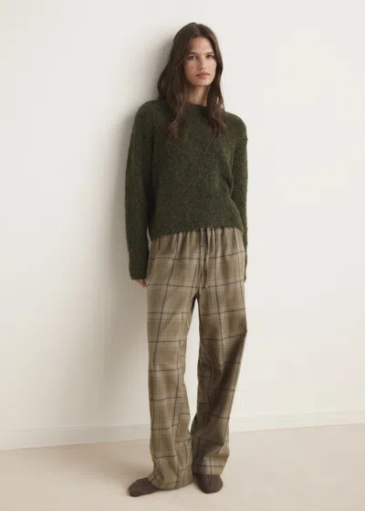 Mango Pull-over Tissu Bouclette Col Rond Vert - Femme - M -  In Green