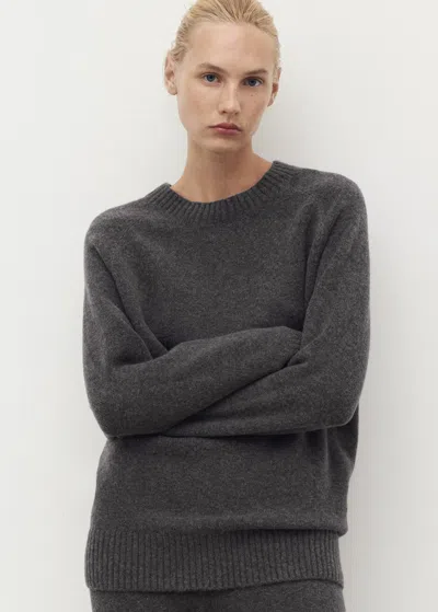 Mango Pull-over Maille Col Rond Gris Anthracite - Femme - M -  In Black