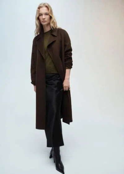 Mango Round-neck Knitted Sweater Khaki