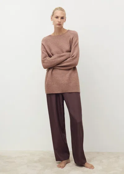 Mango Pull-over Maille Col Rond Marron Moyen - Femme - L -  In Brown