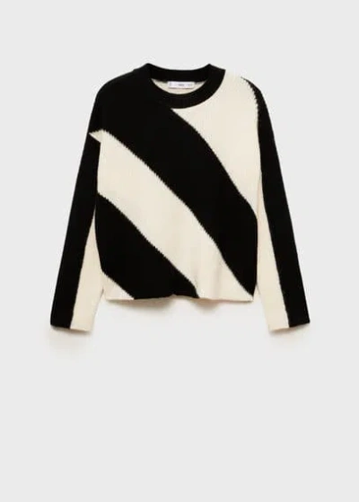 Mango Round-neck Striped Sweater Black