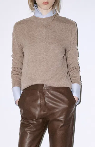 Mango Round Neck Wool Sweater In Neutral