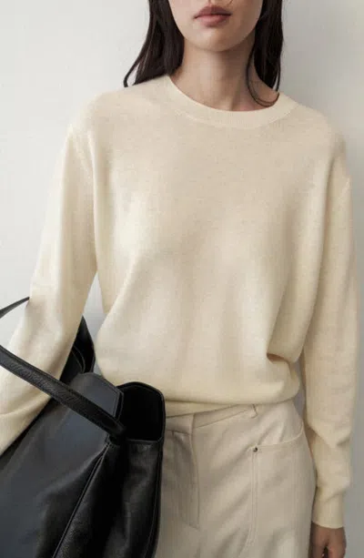 Mango Round Neck Wool Sweater In Neutral