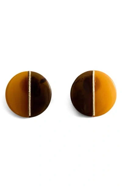 Mango Round Resin Drop Earrings In Brown
