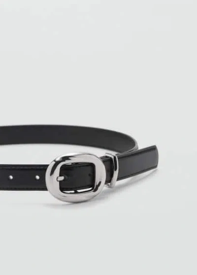 Mango Rounded Buckle Belt Black