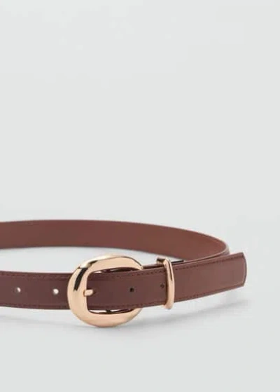 Mango Rounded Buckle Belt Brown