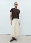 Mango Rounded Neck Cotton T-shirt Brown