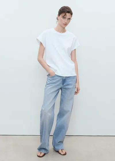 Mango Rounded Neck Cotton T-shirt White