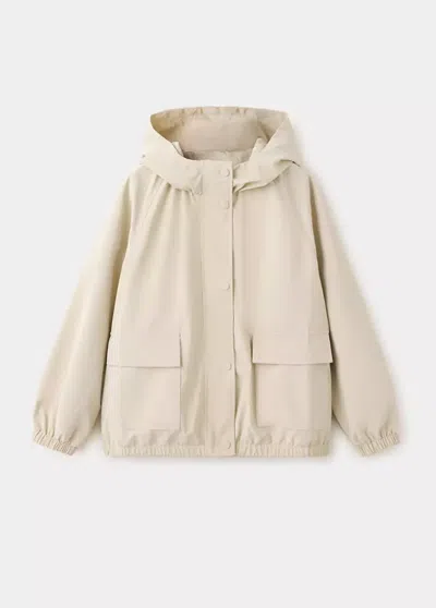 Mango Kids' Rubberized Jacket With Hood In Brown