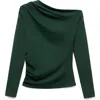 Mango Asymmetric Long Sleeve Top In Green
