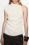 Mango Ruched Asymmetric Top In White