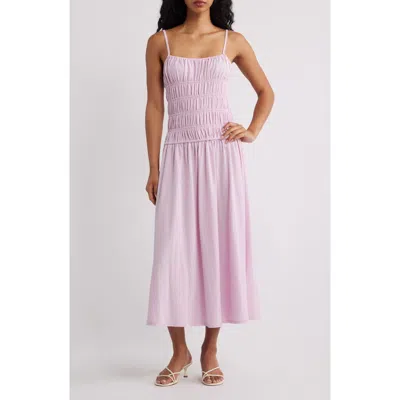 Mango Ruched Drop Waist Maxi Dress In Multi