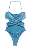 Mango Women's Shiny Finish And Cut-out Swimsuit In Blue