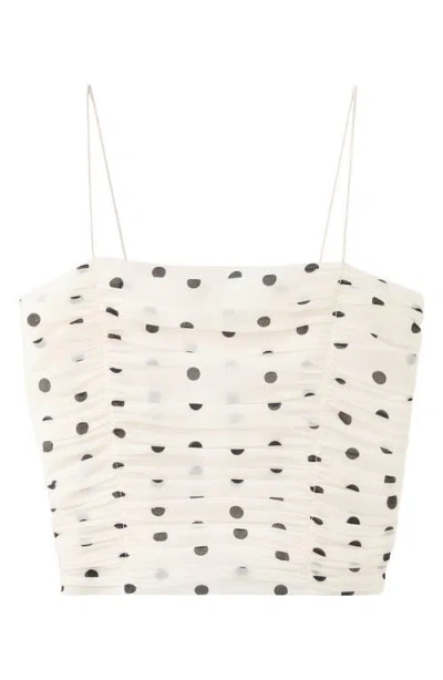 Mango Ruched Dot Camisole In Neutral