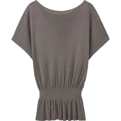 Mango Ruched Fine Knit Sweater In Brown