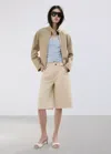 Mango Ruched Fitted Top In Sky Blue