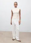 Mango T-shirt Blanc Cassé - Femme - L -  In White