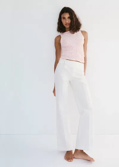 Mango Ruched Fitted Top In Pastel Pink